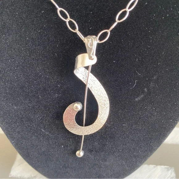 Vintage Modernist .925 Sterling Necklace - Picture 6 of 13